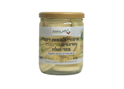 לבבות דקל פרוסות במי מלח אורגני בצנצנת 250 גרם משקל מסונן - ניצת הדובדבן