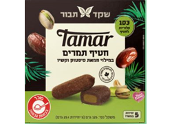 מארז חטיפי תמר במילוי חמאת פיסטוק וקשיו 5*25 גרם - שקד תבור
