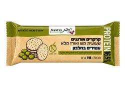 קרקר משעועית מש ואורז מלא עשיר בחלבון אורגני לל'ג- ניצת הדובדבן
