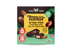 מארז חטיפי תמר במילוי חמאת שקדים בציפוי שוקולד 100% קקאו 6*25 גרם - שקד תבור