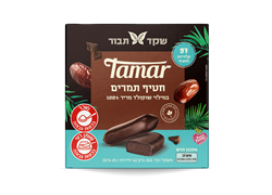 מארז חטיפי תמר מצופה שוקולד 100% קקאו 6*25 גרם - שקד תבור